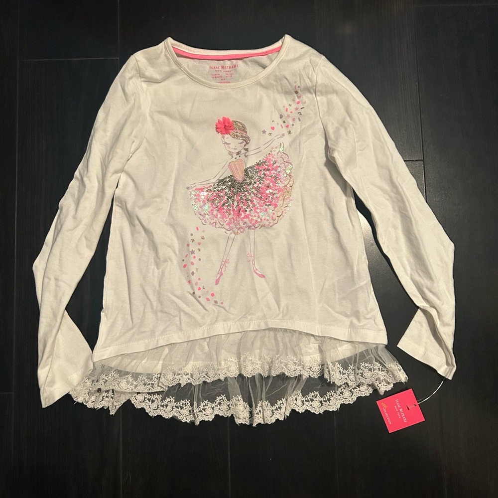 🩰Isaac Mizrahi Sparkly Long Sleeve Ballerina Top
